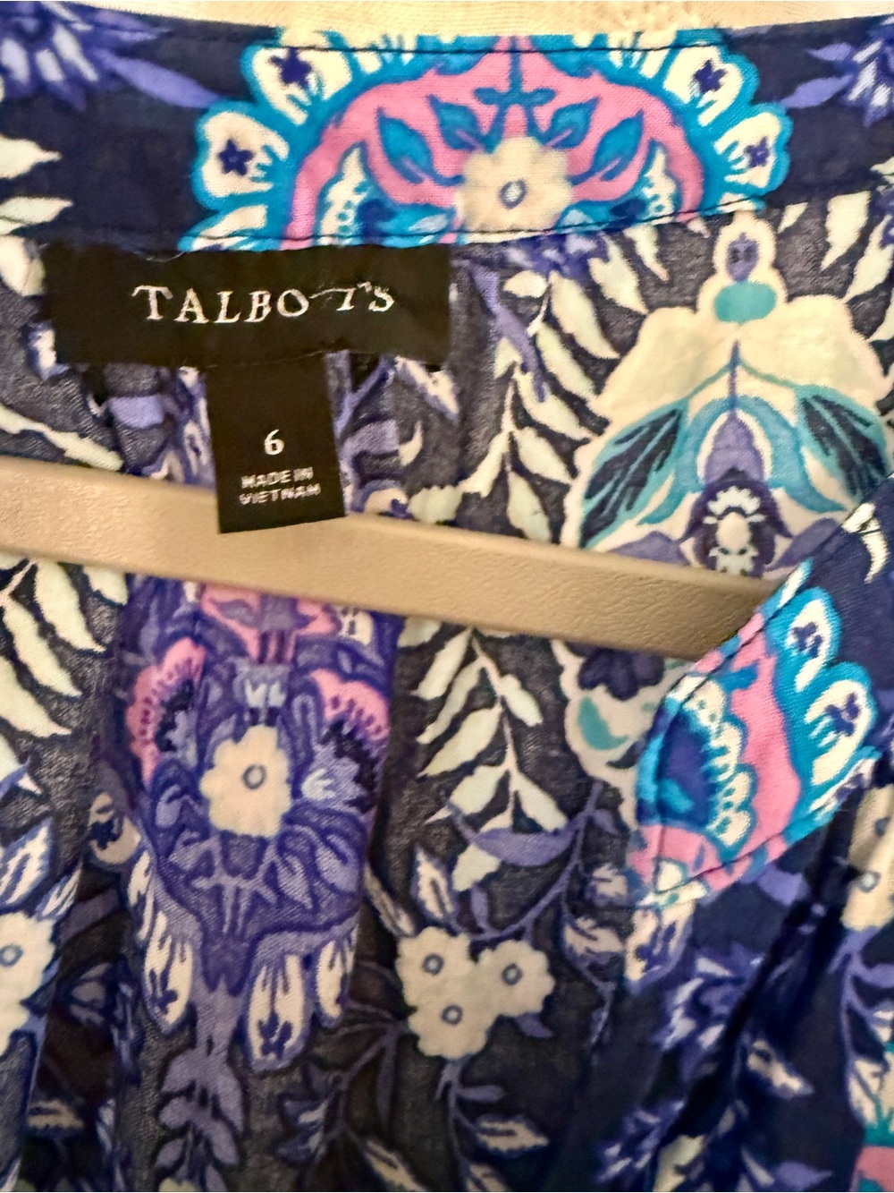 Talbots Blue Paisley Halter Maxi Dress Size 6 Sleeveless Lined Boho - Picture 16 of 16